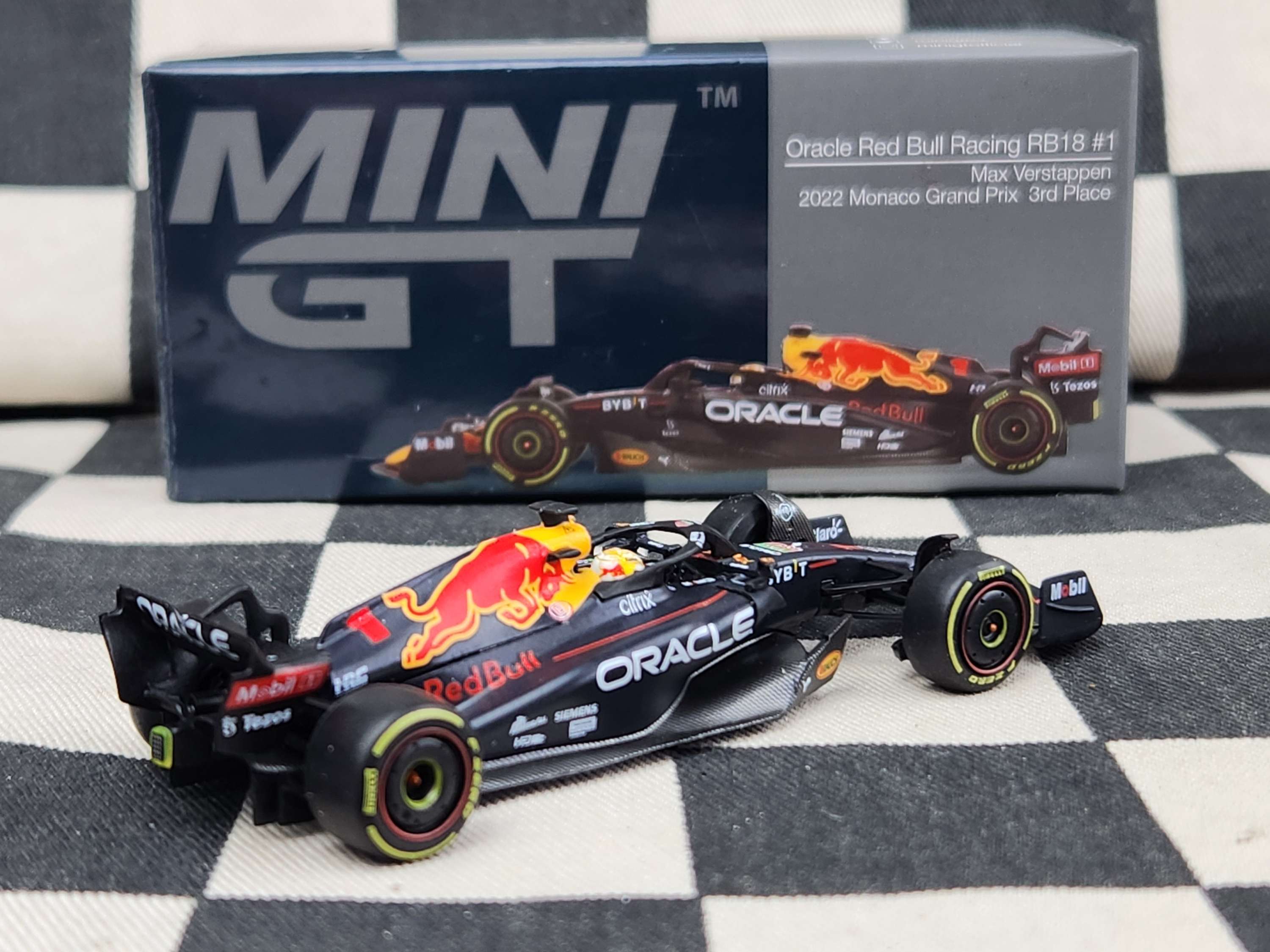 Mini GT 1:64 Oracle Red Bull Racing RB18 #1 Max Verstappen 2022 Monaco GP 3rd Pl