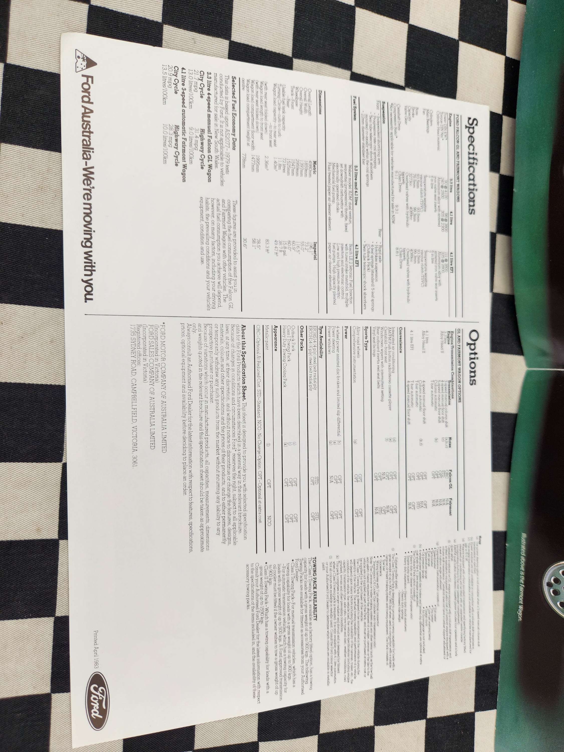 Ford XE Falcon Fairmont Ghia Wagon Fold Out Sales Brochure