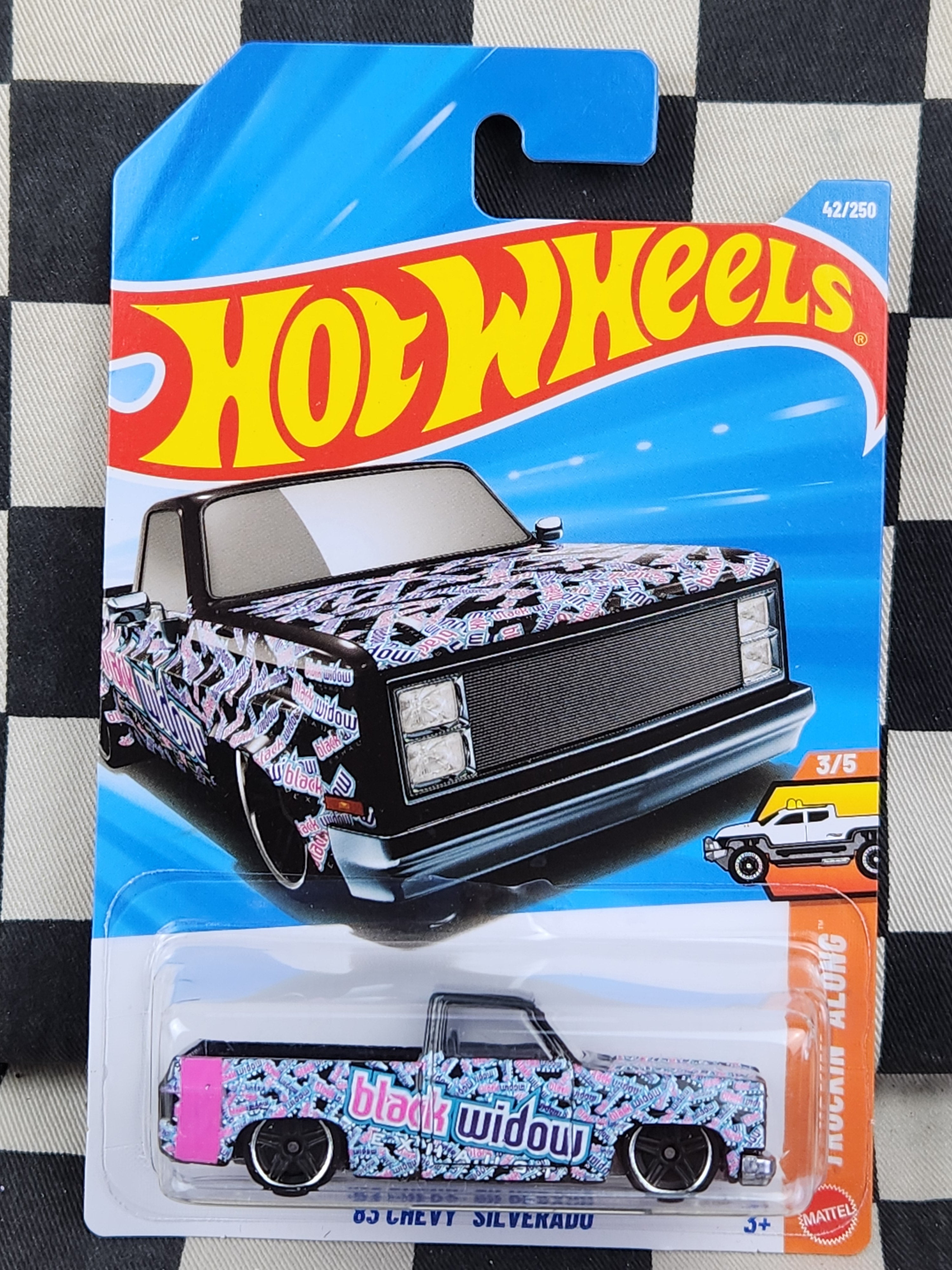 Hot Wheels 2026 Truckin Along 83 Chevy Silverado Black Widow