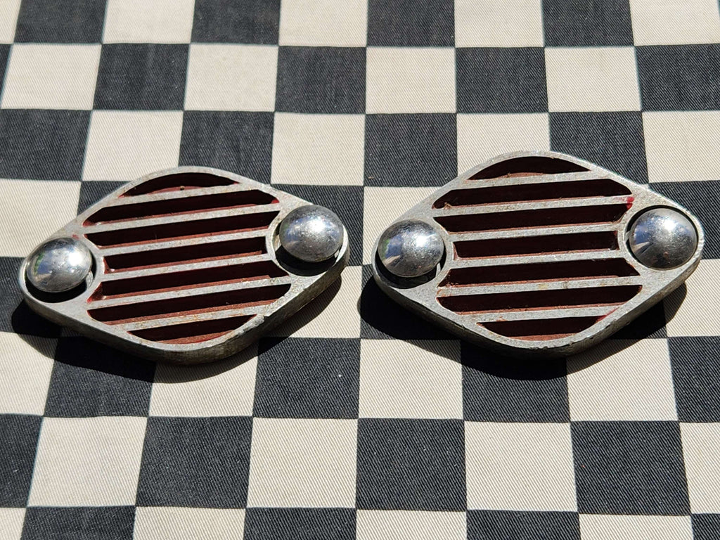 Vintage Hot Rod /Kustom Finned Alloy Lake Pipe Covers Pair