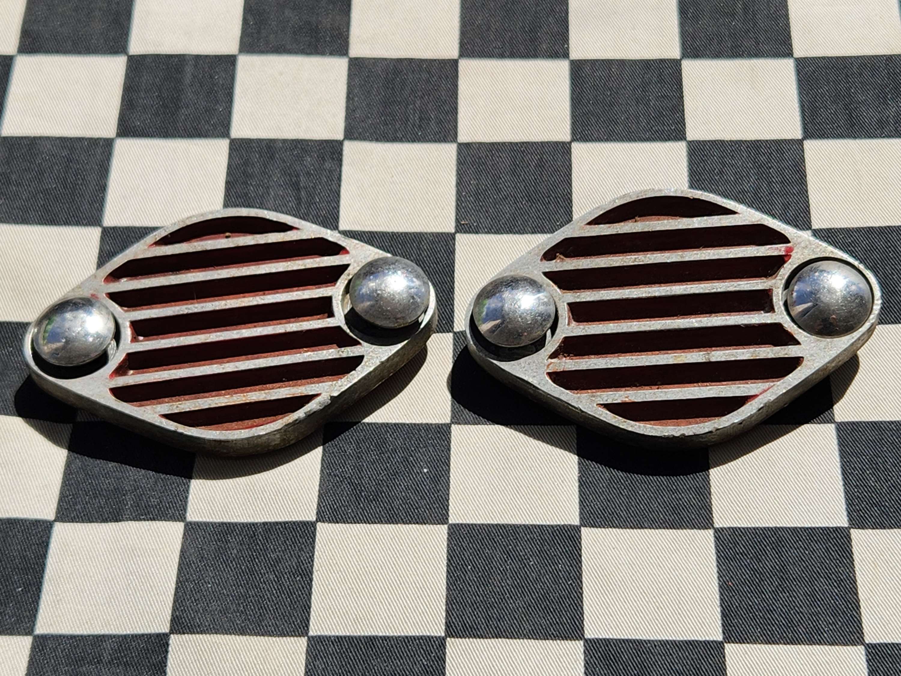 Vintage Hot Rod /Kustom Finned Alloy Lake Pipe Covers Pair