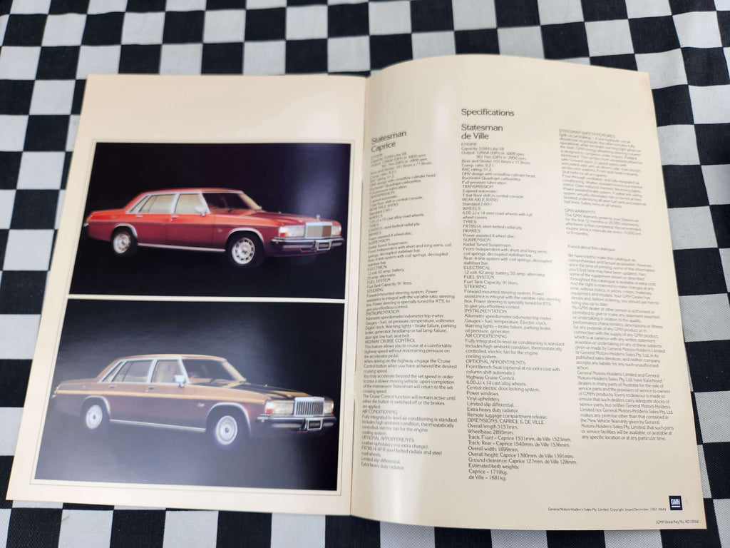 Genuine Holden WB Statesman DeVille & Caprice Sales Brochure