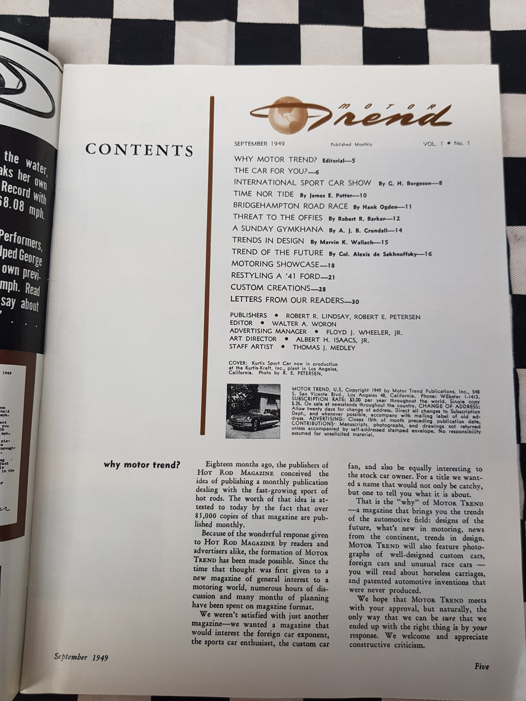 UBER RARE! Motor Trend Vol 1 No 1 Sept 1949