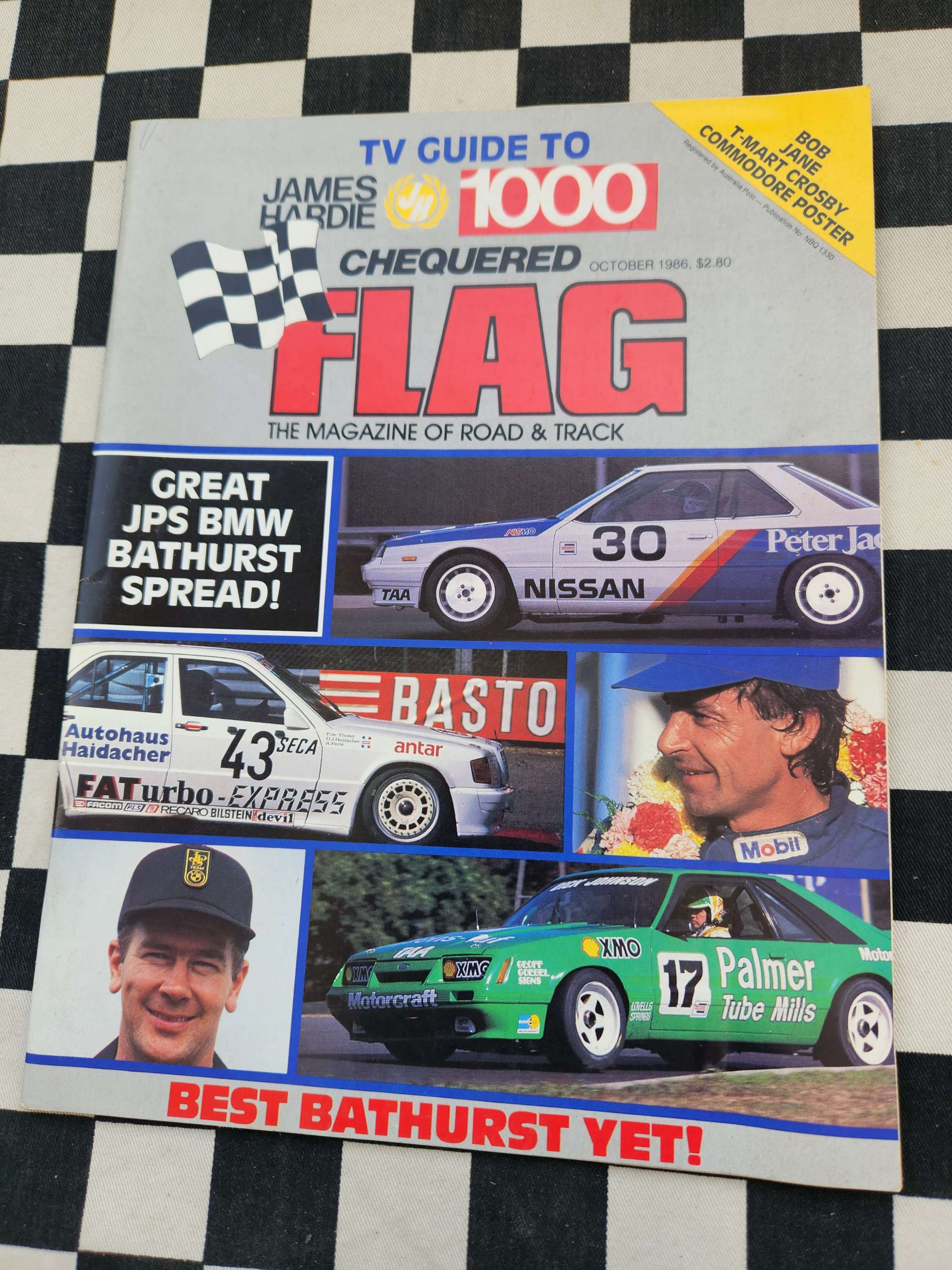 Chequered Flag Oct 1986 TV Guide to James Hardie 1000 Bathurst