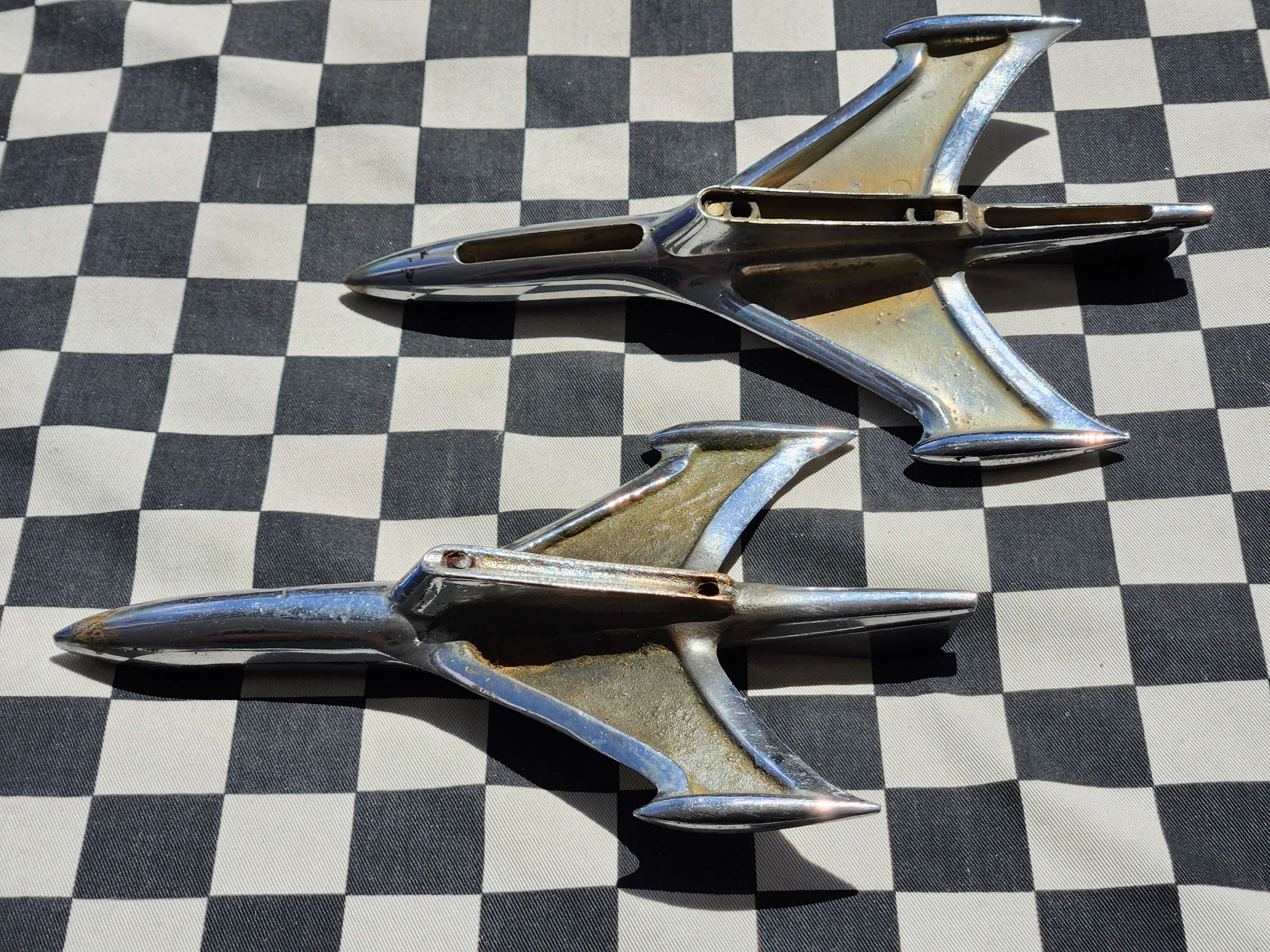 Vintage Chrome Bonnet Bird/Rocket/Jet Plane Accessory