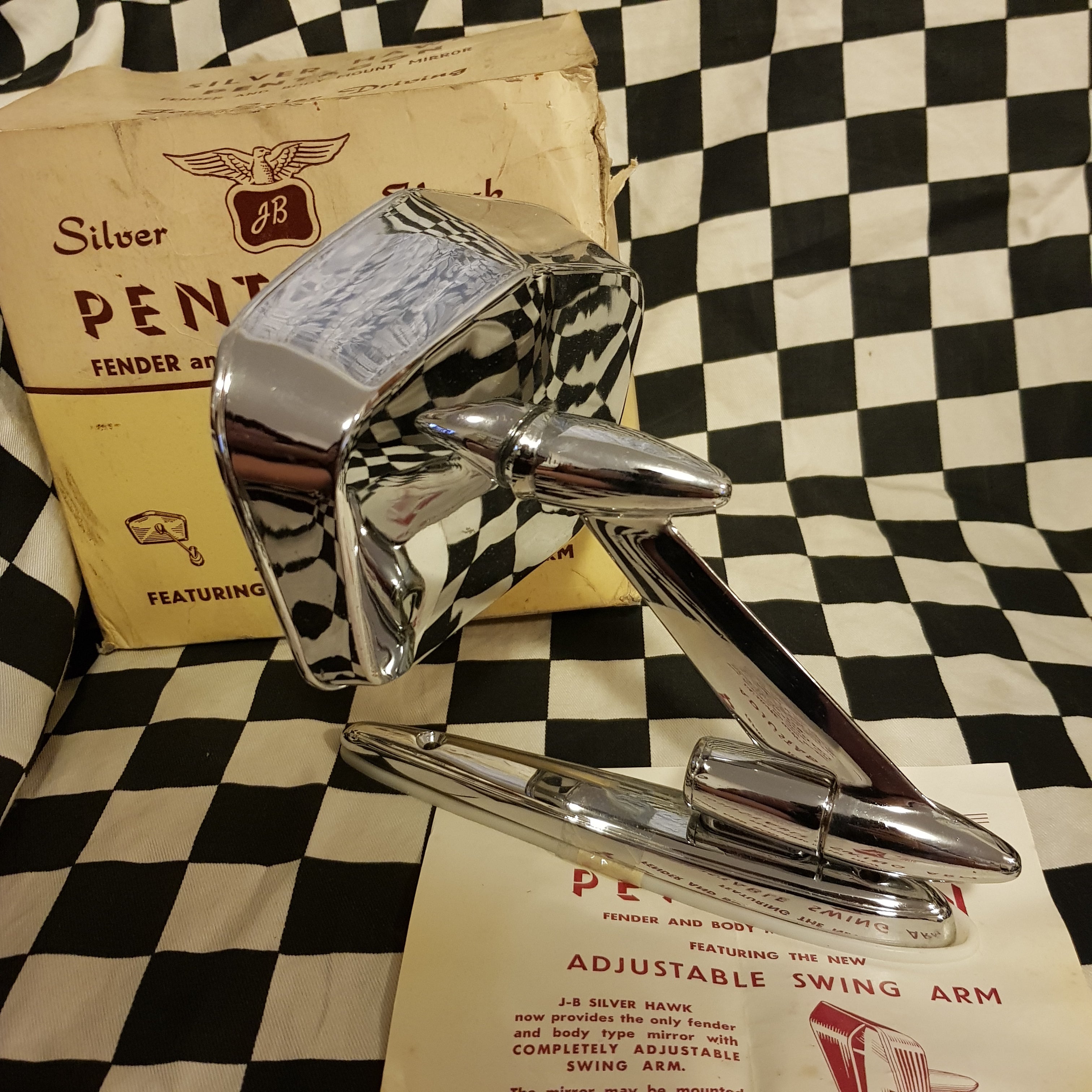 NOS Silver Hawk Pentagon Aftermarket Chrome Mirror