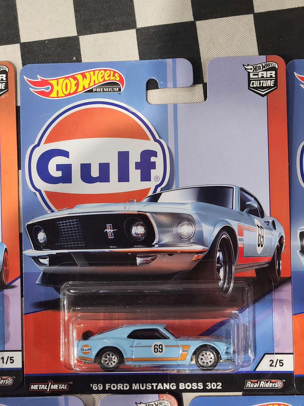 Hot Wheels Premium Gulf Set 5 Cars VW Golf Ford Mustang Nissan McLaren Fiat