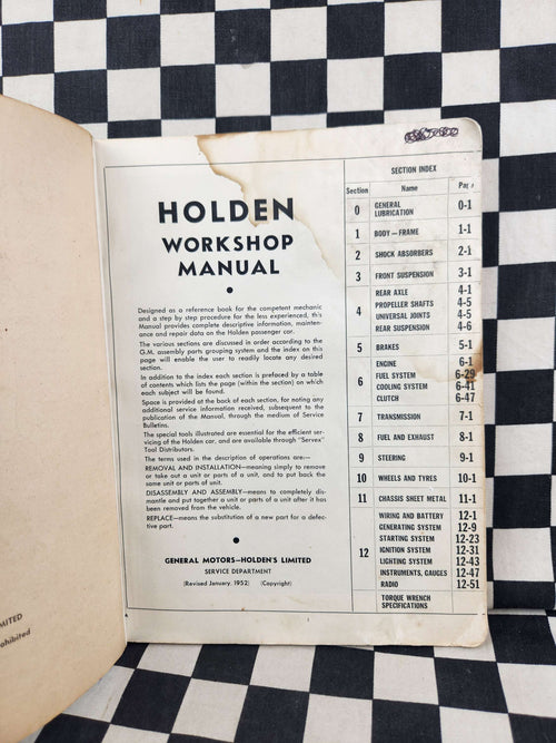 Genuine Holden FX 48/215 Workshop Manual