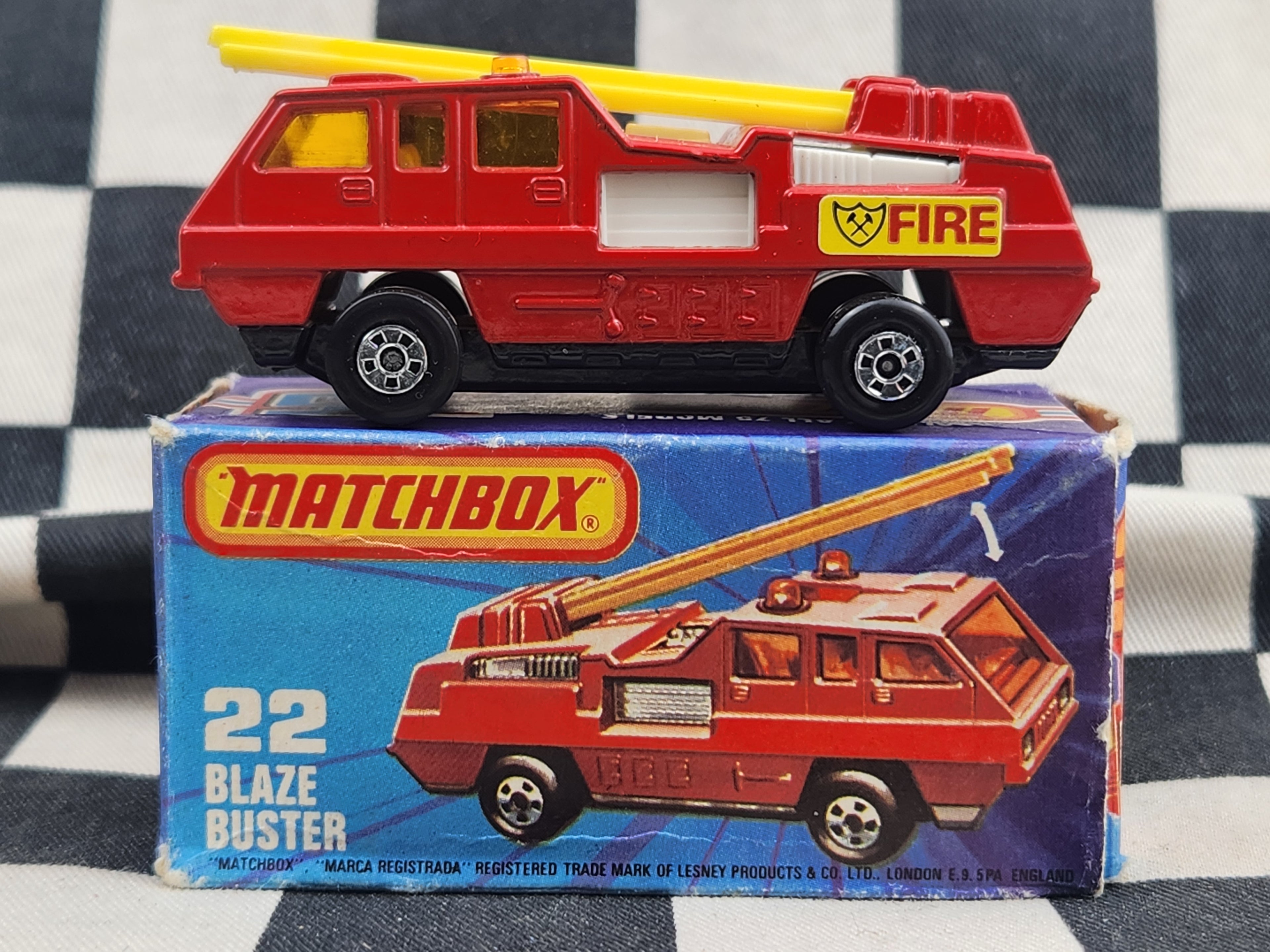 Vintage 1976 Matchbox Blaze Buster Fire Engine Truck in Original Box