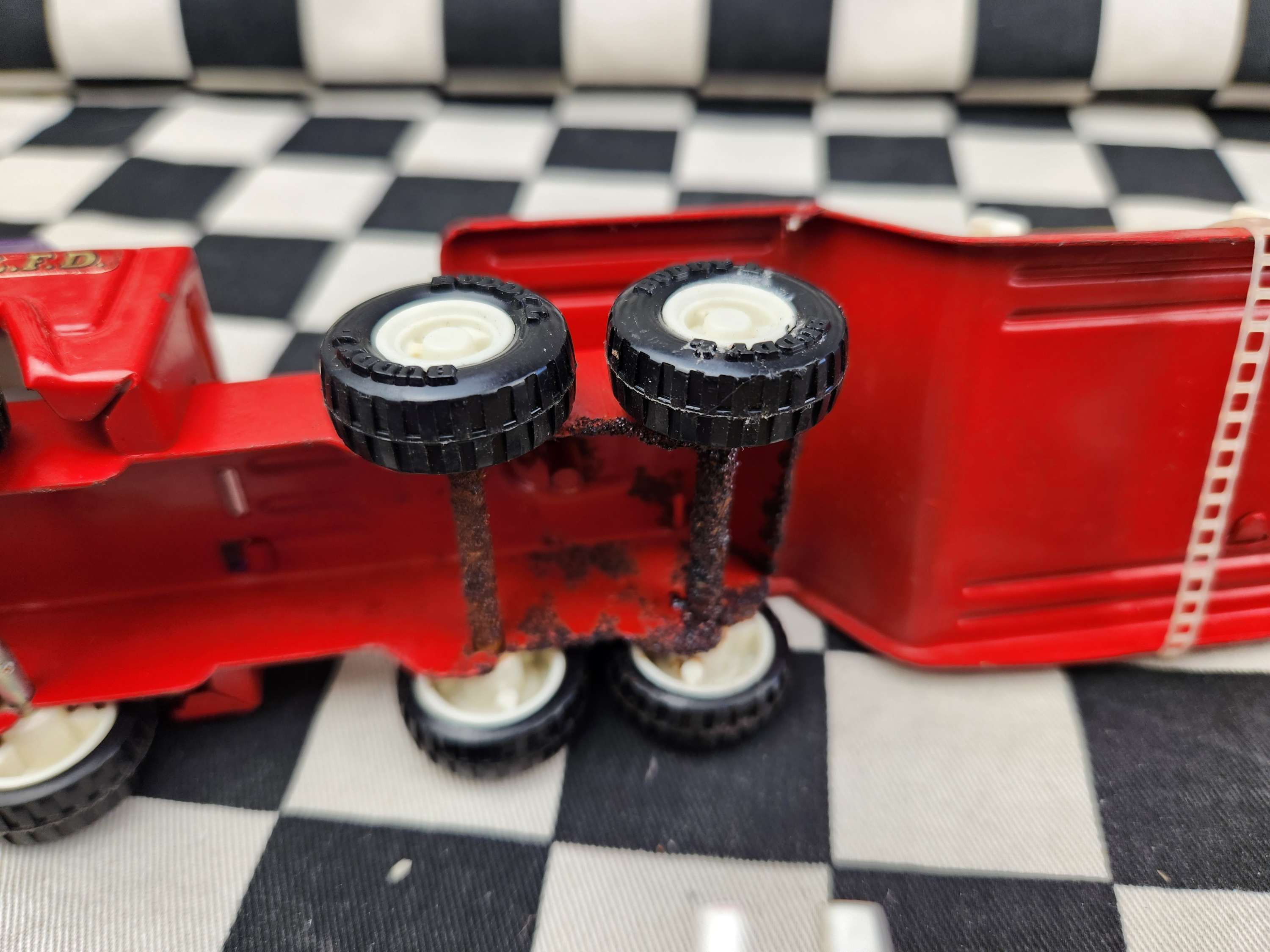 Vintage Buddy L Set Of Fire Rescue Tin Toys Trucks Helicopter Etc