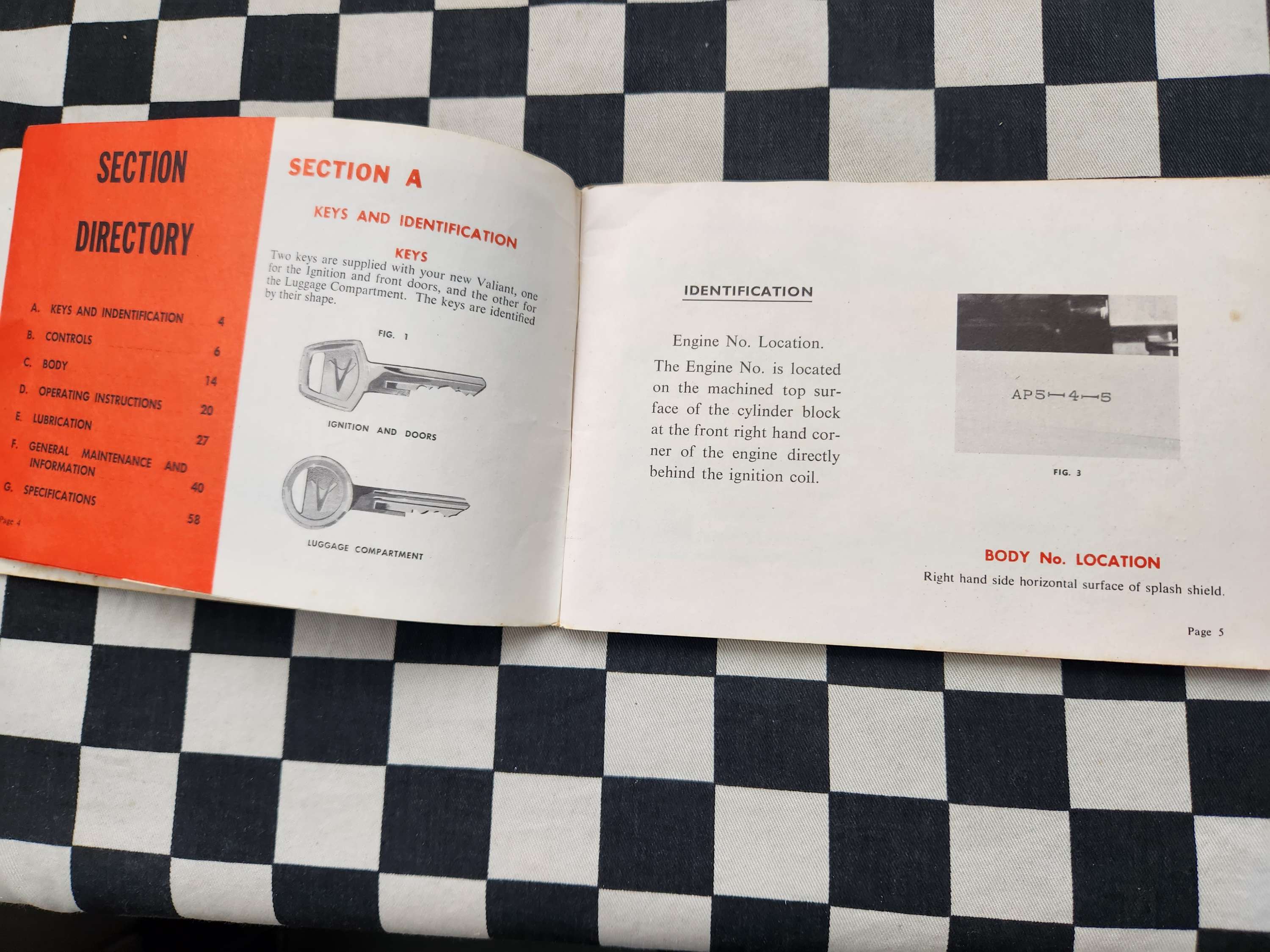 Chrysler Valiant AP5 Owners Glovebox Manual Nov 1963 print