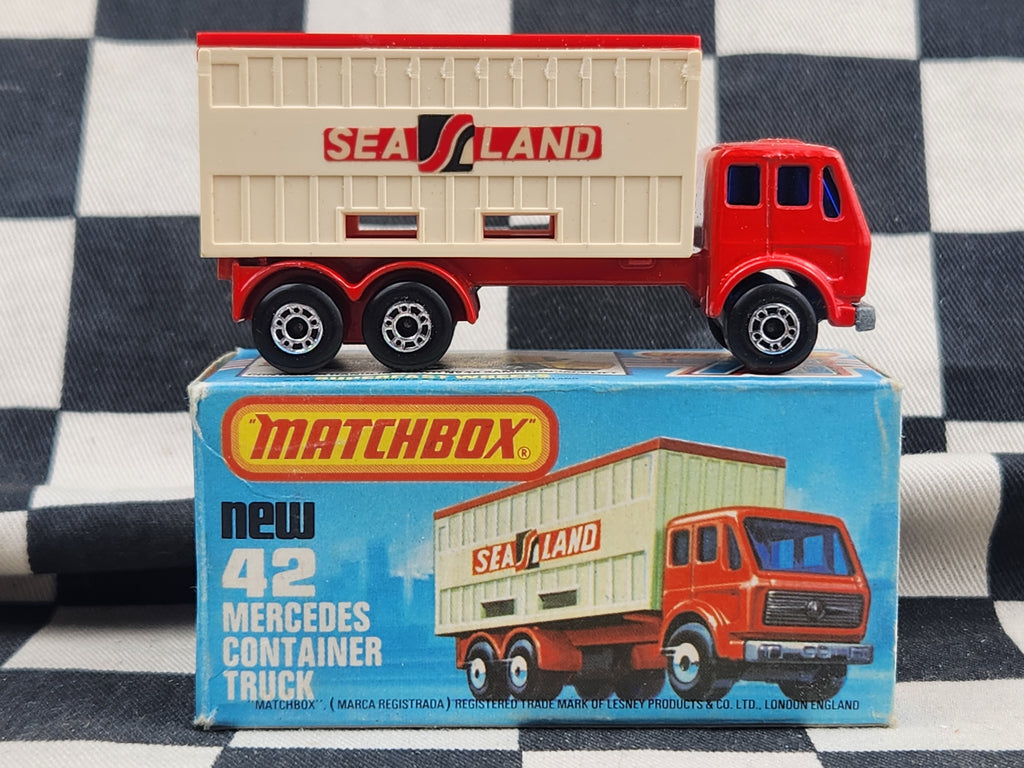 Vintage 1976 Matchbox Mercedes Container Truck in Original Box