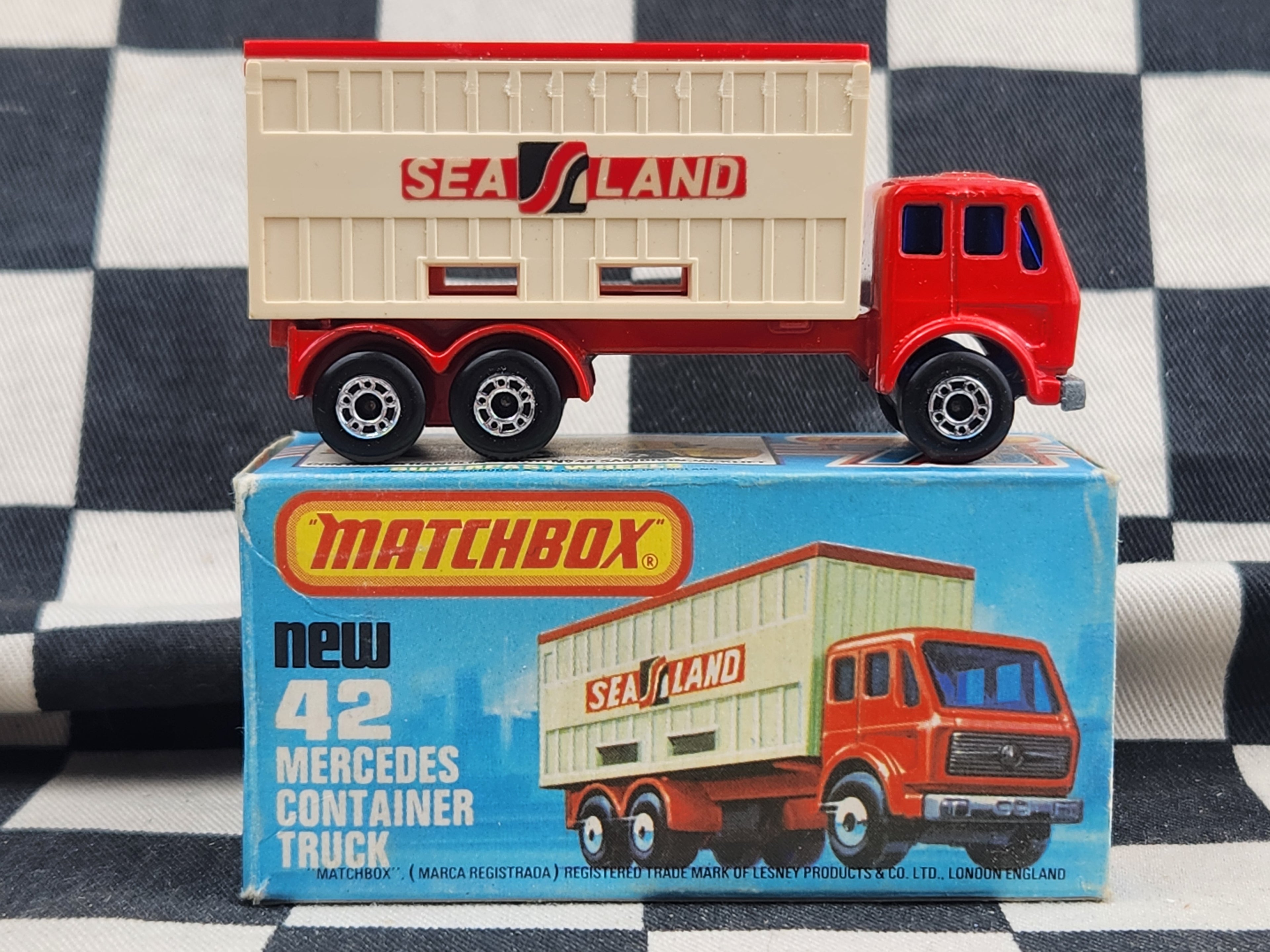Vintage 1976 Matchbox Mercedes Container Truck in Original Box