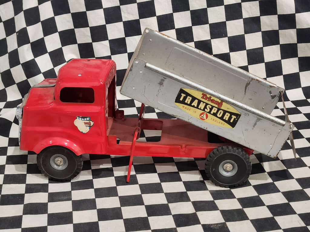 Vintage Tri-Ang Tin Toy Dump Truck Red