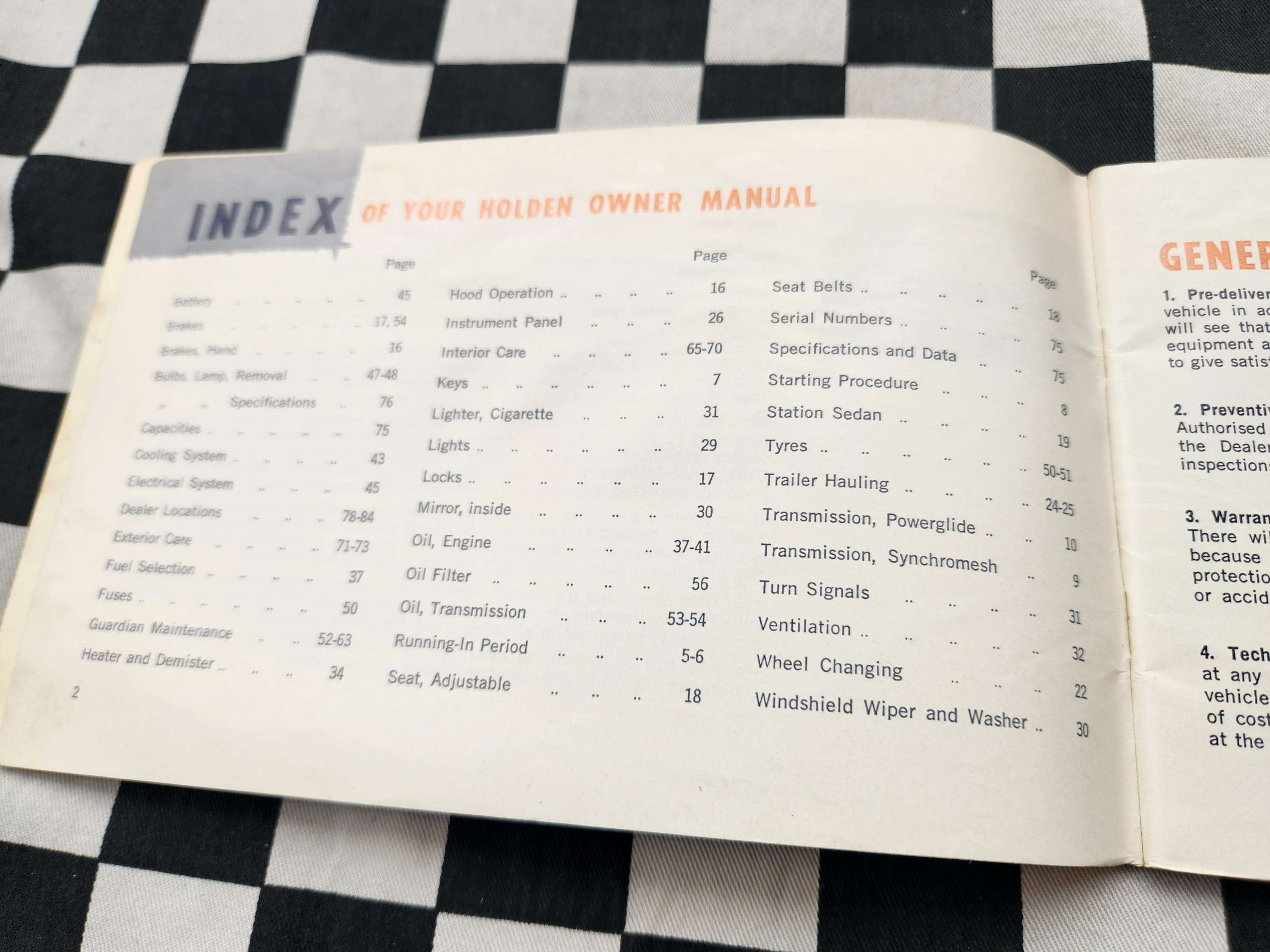 Genuine Holden HD Owners Glovebox Manual 1965 Good Condition