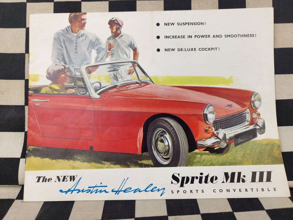 Austin Healey Sprite Mk3 Full Sales Brochure + Wire Wheels Option Brochure