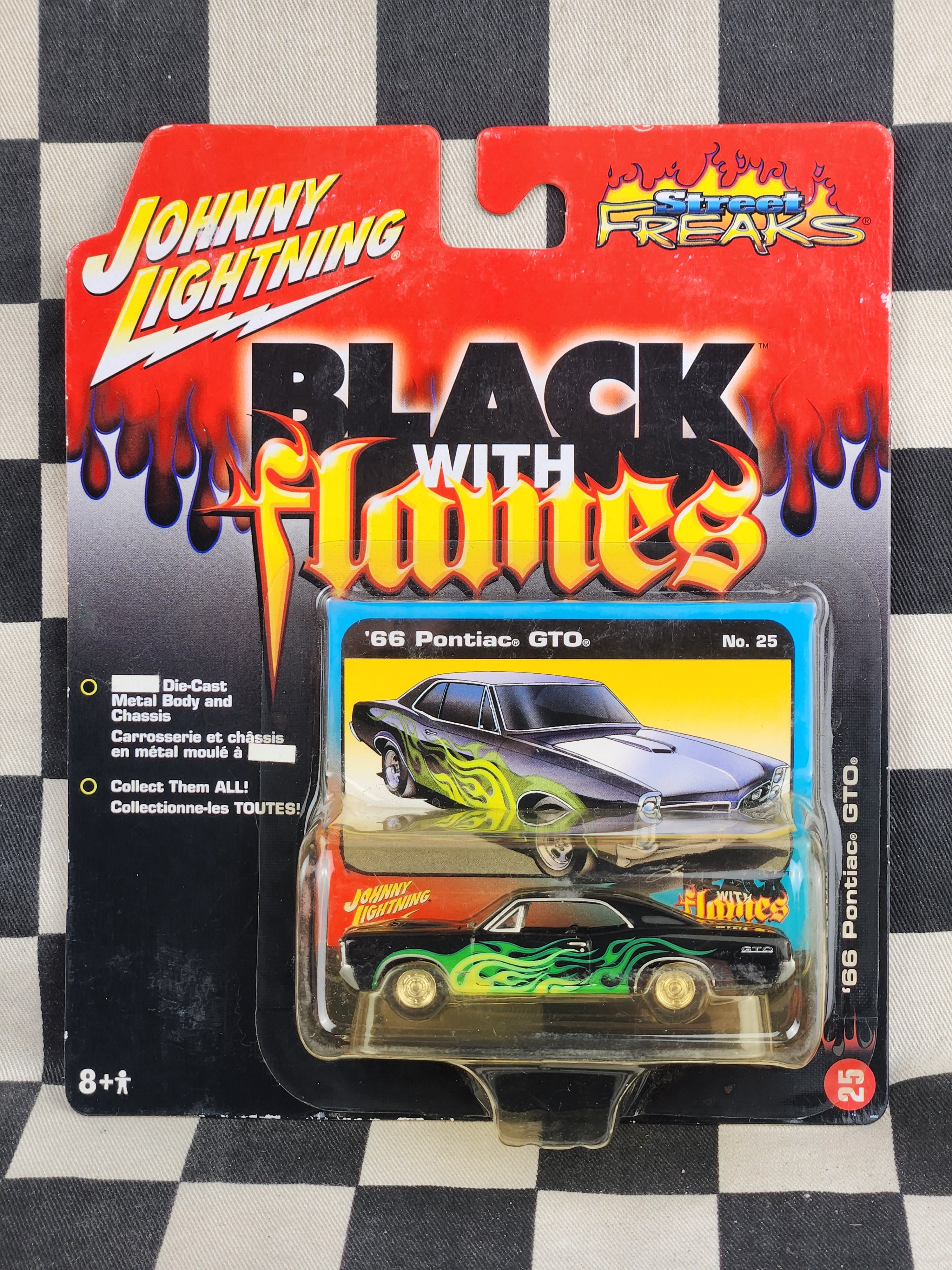 Johnny Lightning Black with Flames 66 Pontiac GTO