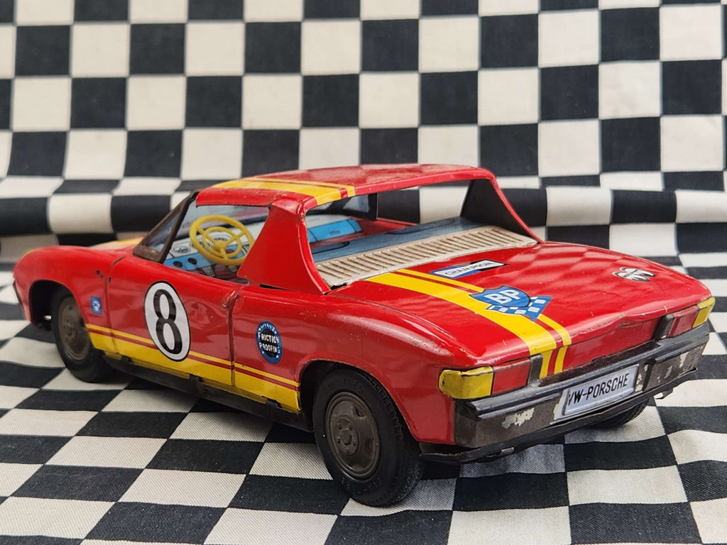 Vintage Tin Porsche 914 Friction Car ASAHI Made in Korea Aprox 1/18