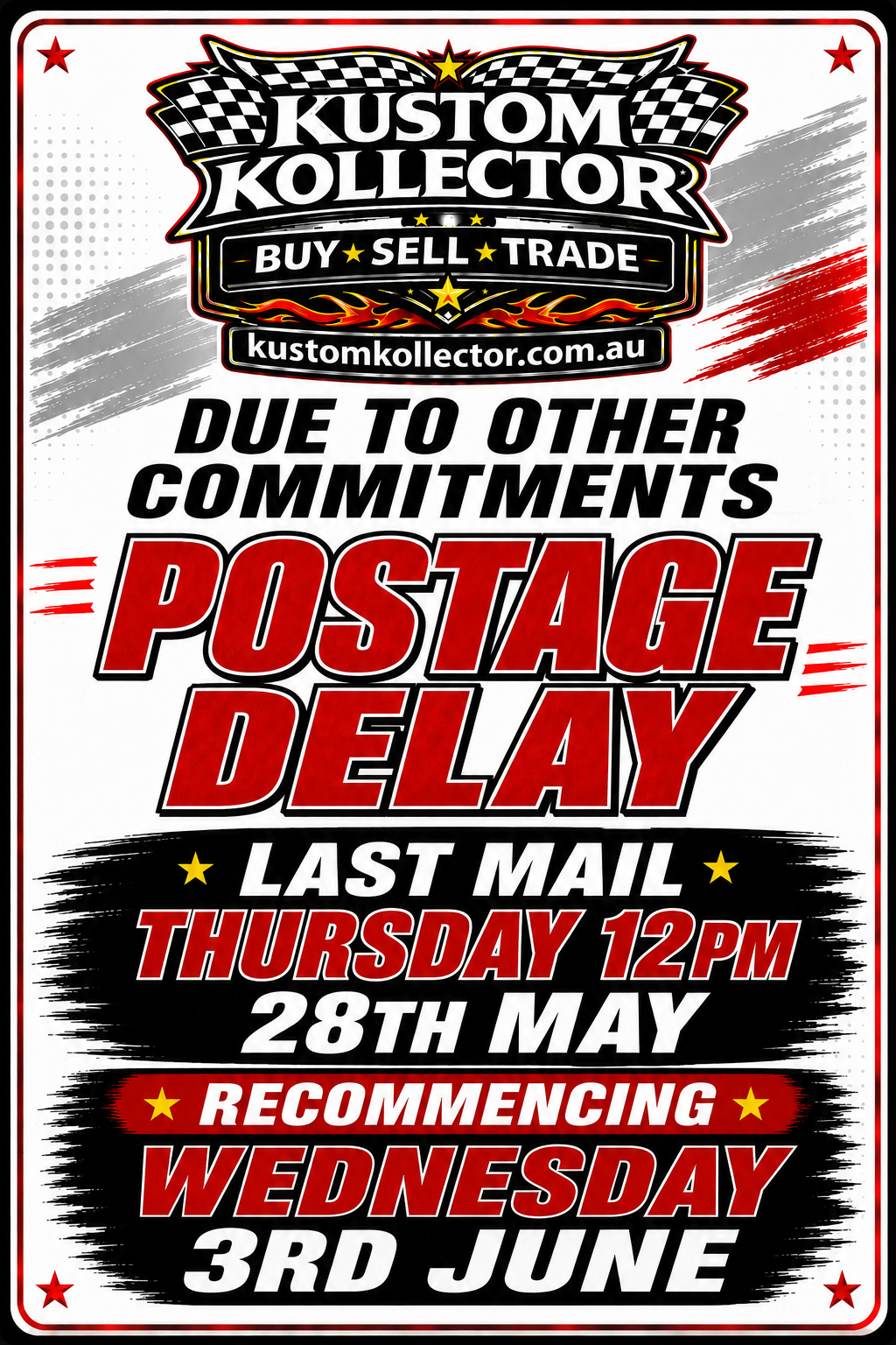 BUSY BUSY BUSY! SHOP CLOSED AND POSTAGE DELAY